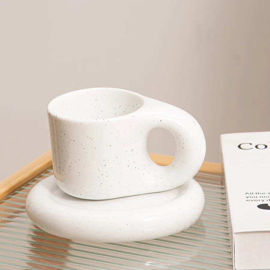Keramische Coffee/Thea/Saffron Mok met Schotel