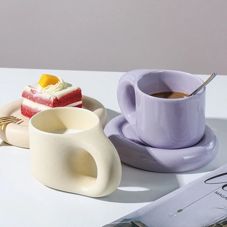 Keramische Coffee/Thea/Saffron Mok met Schotel