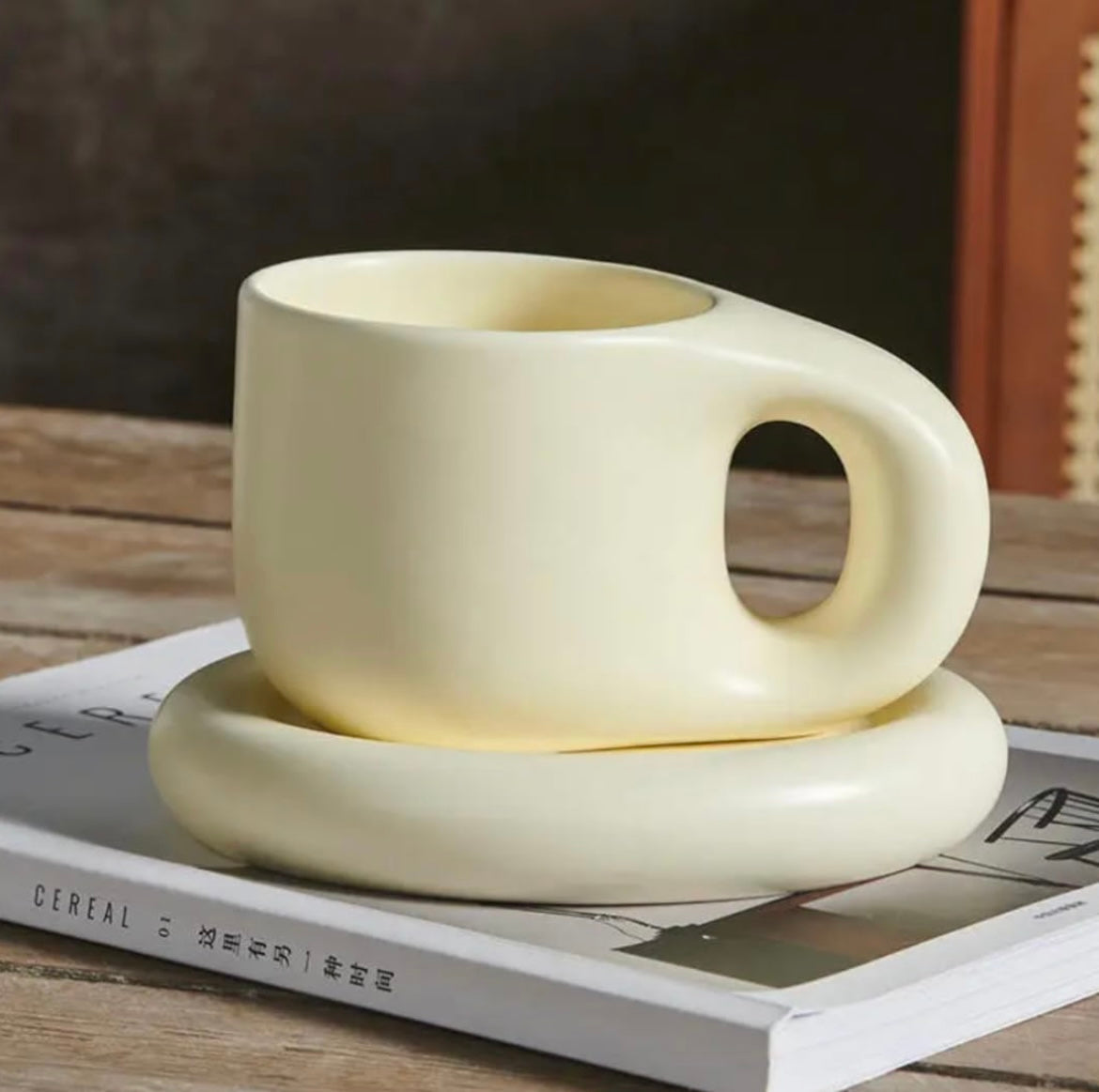 Keramische Coffee/Thea/Saffron Mok met Schotel