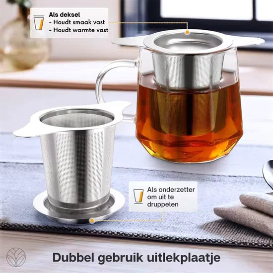 Theezeef RVS Theefilter Met Handvat En Lekplaatje